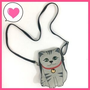 Kitty cat purse bag crossbody shoulder bag gray